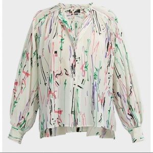 Isabel Marant Silk Amba Printed Blouse In Ecru